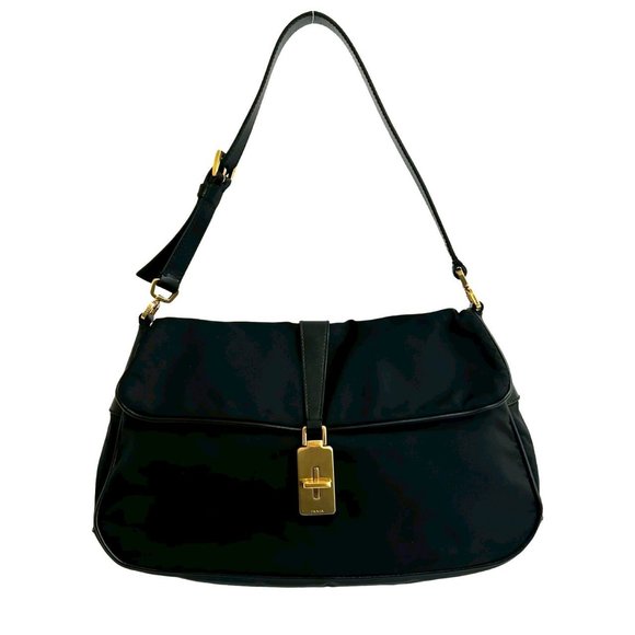 PRADA Black Leather Shoulder Bag - Picture 1 of 9